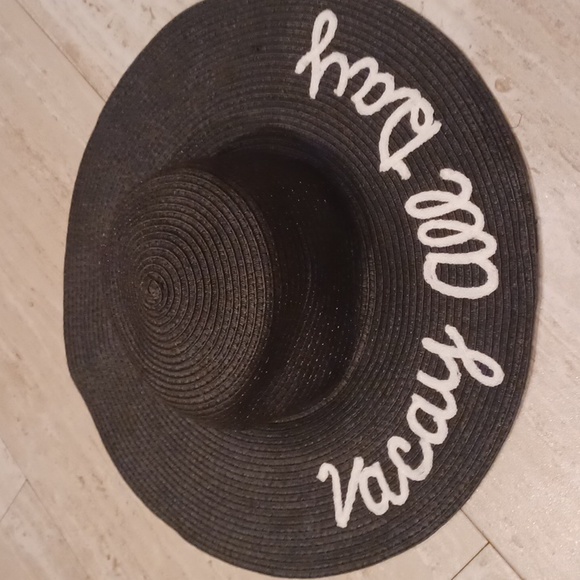 Accessories - "Vacay All Day" Embroidered Straw Beach Hat